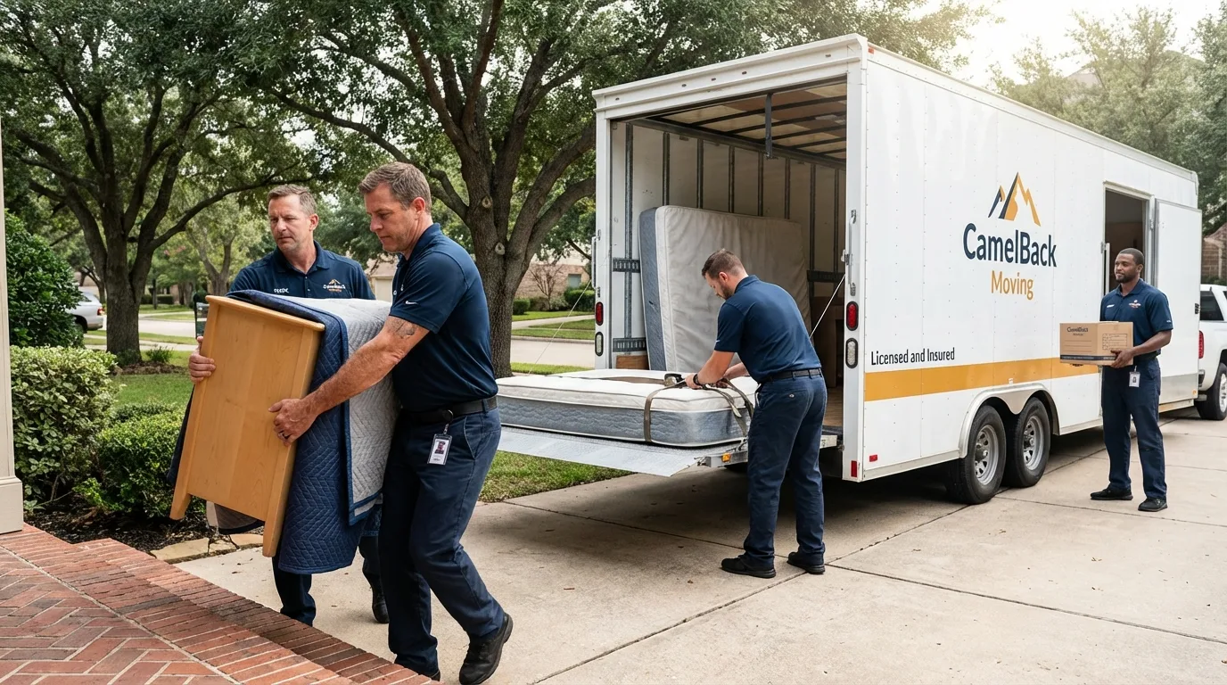 Crew loading residential truck for cross-state move from Saint Jacob, IL