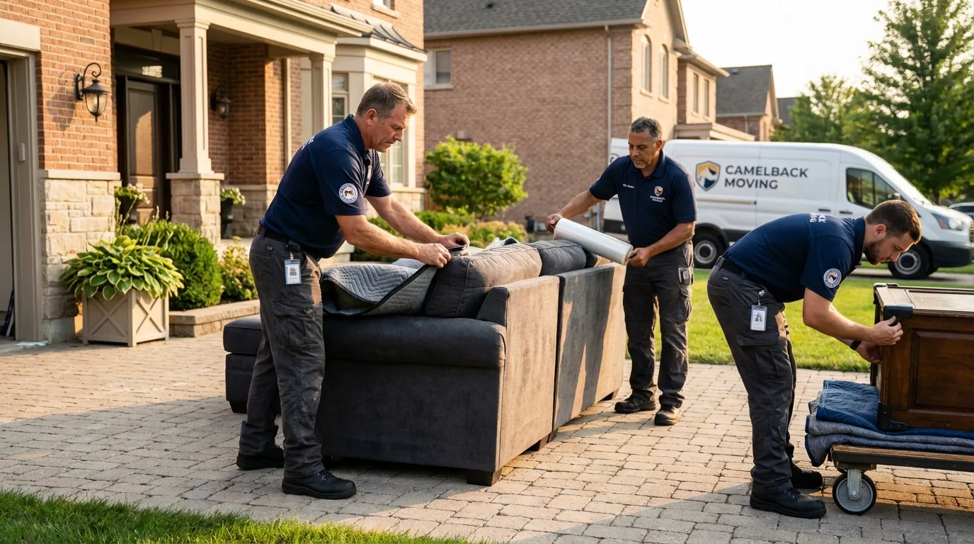 Large estate moving crew wrapping furniture in Saint Jacob, IL