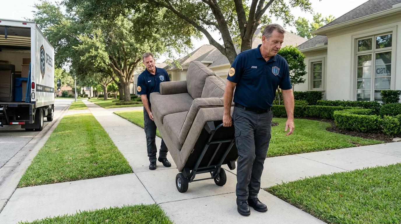 Local residential moving crew loading furniture in Saint Jacob, IL